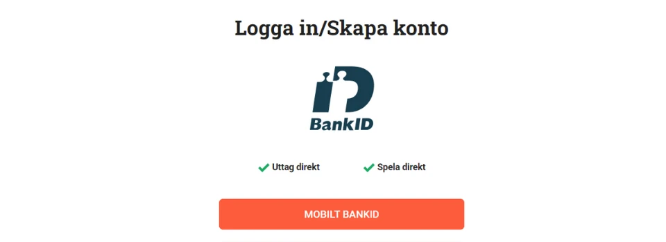 Inloggningsfönster med BankID logga på LeoVegas