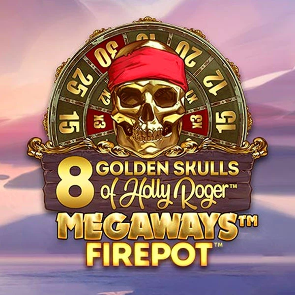 8 Golden Skulls Of Holly Roger Megaways slot_title Logo
