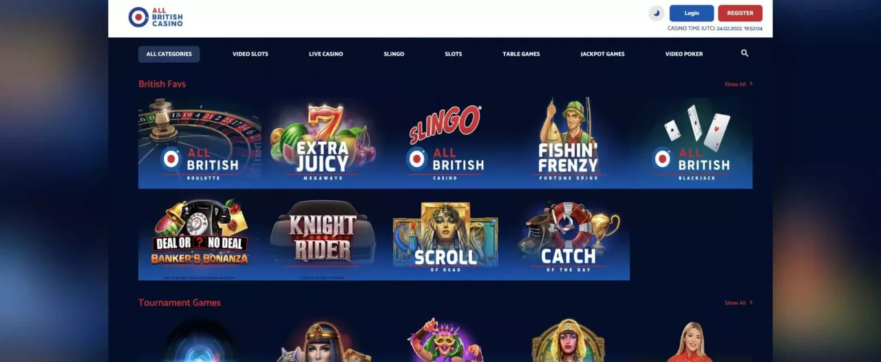 All British Casino screenshot of the games