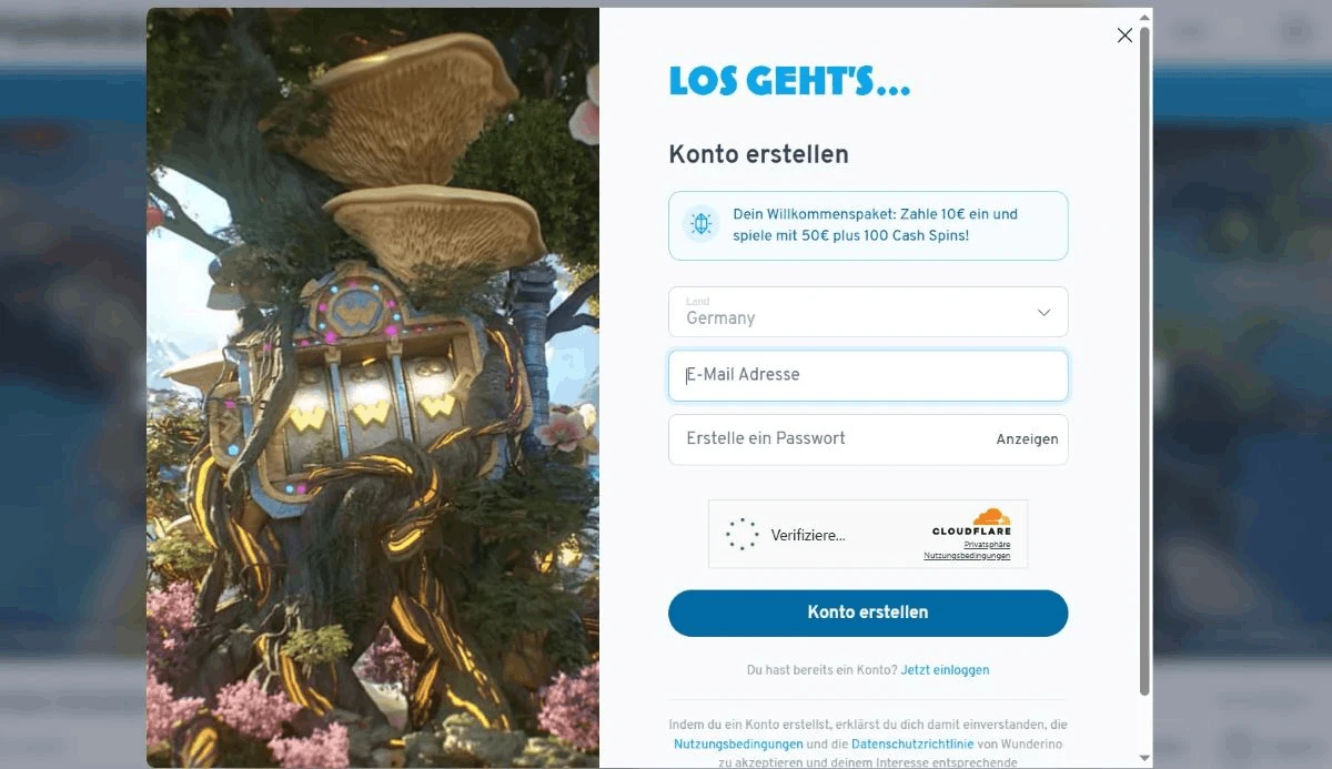 Registrierung und Verifizierung bei Wunderino
