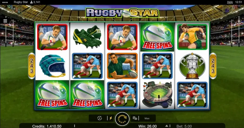 rugby star slot free spins