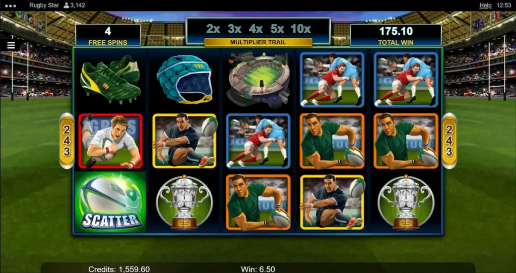 rugby star slot free spins multiplier reel