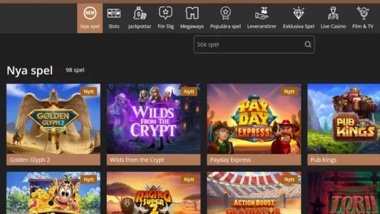 Spelautomater på en svart bakgrund och vita ikoner