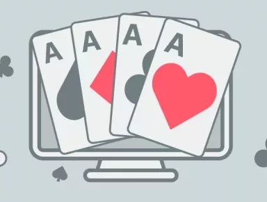 JohnSlots pokeriopas - slouvaaminen pokerissa - neljä ässää tietokoneen ruudulla