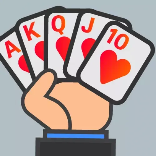JohnSlots - bluffaaminen pokerissa - kuvan pokerikädessä 10, jätkä, akka, kunkku ja ässä.