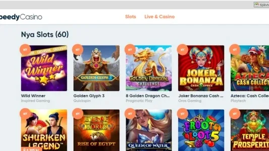 Spelautomater på en vit bakgrund hos Speedy Casino