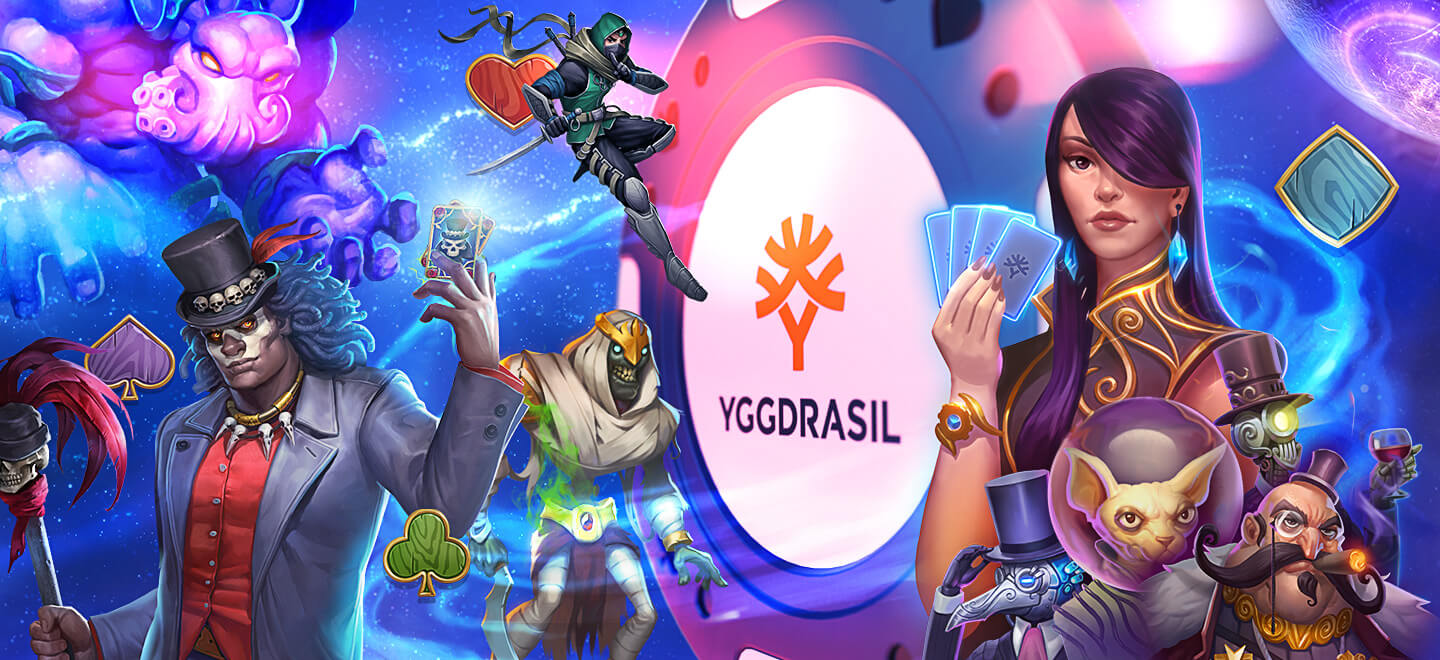 Banner med YGGDRASIL spelkaraktärer