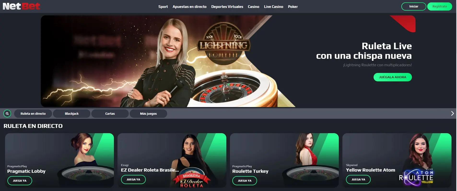 Juegos de Casino en Vivo en Netbet