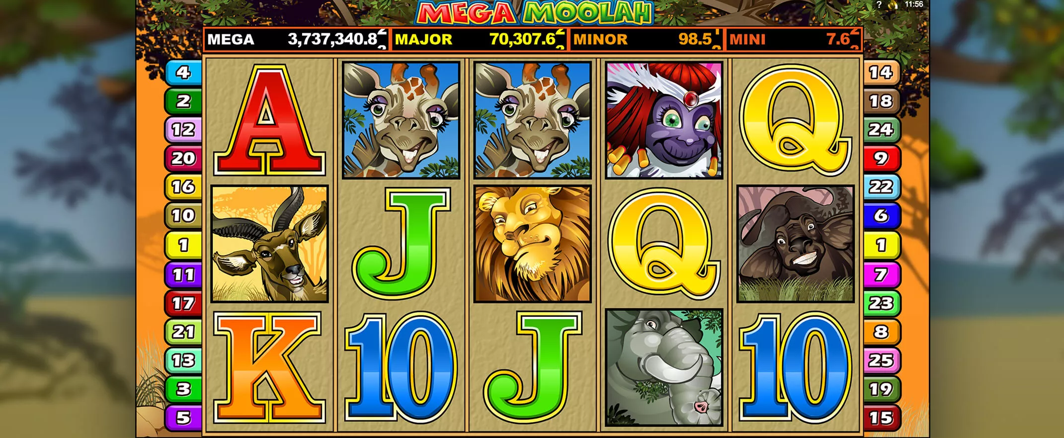 Mega Moolah jackpot slot from Microgaming