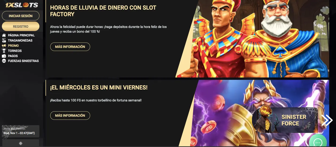 Bonos y promociones en 1xslots