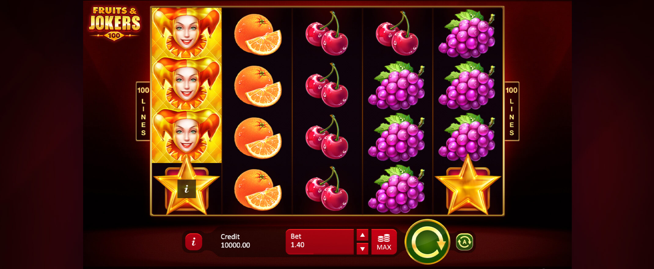 Fruits & Jokers: 100 lines Spielautomat von Playson
