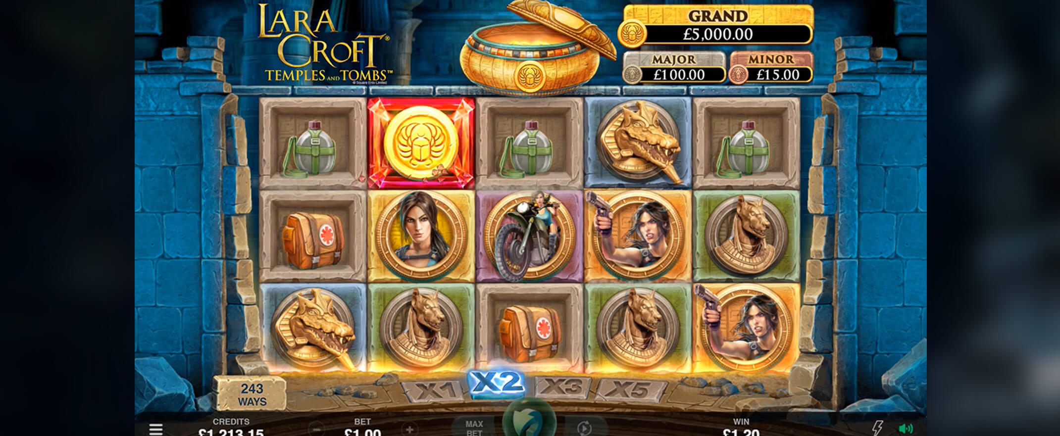 Lara Croft® Temples and Tombs video slot form Microgaming