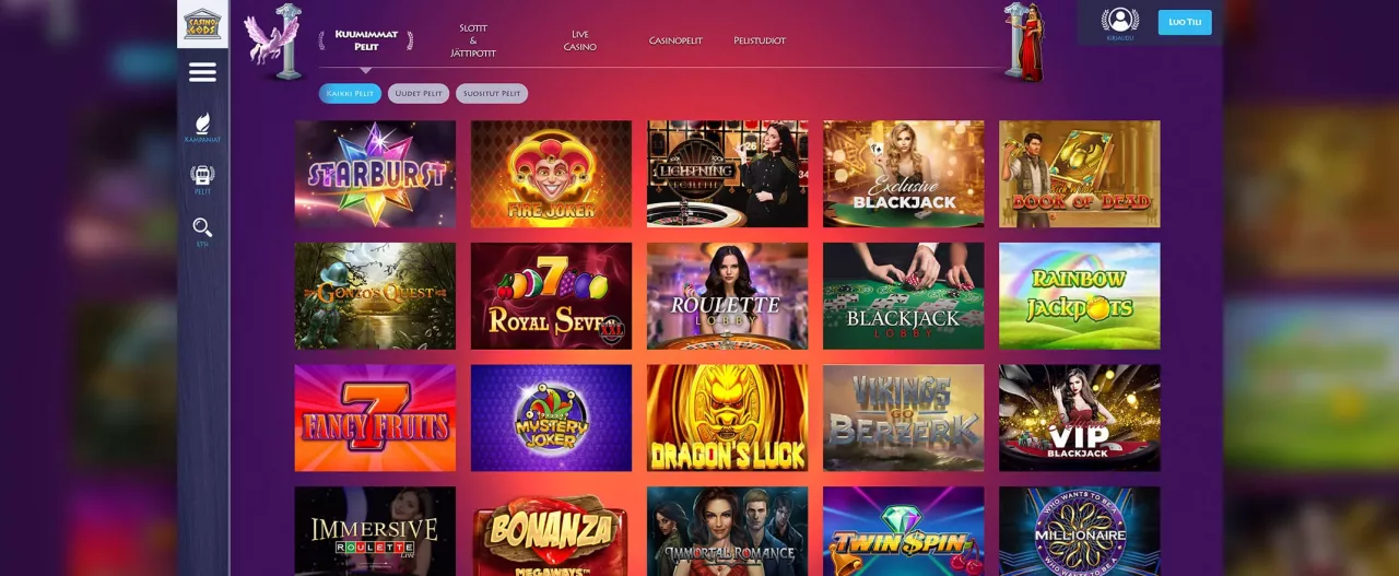 Casino Gods peliautomaatit ja kasinopelit