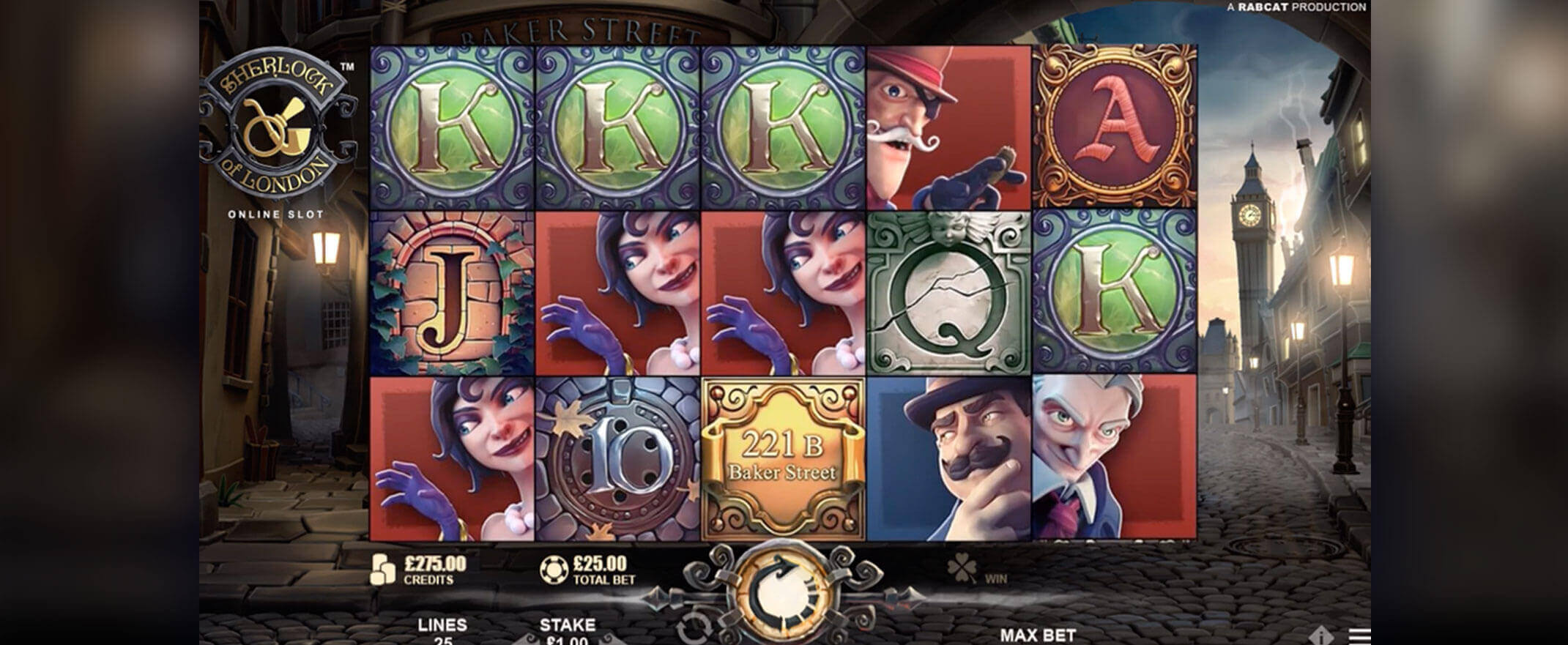 Sherlock of London slot from Rabcat & Microgaming