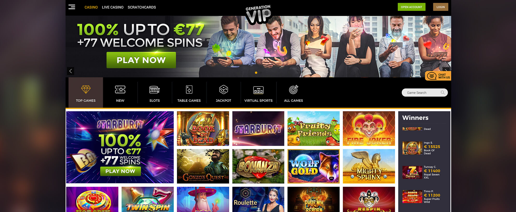 Generation VIP slots and casino games