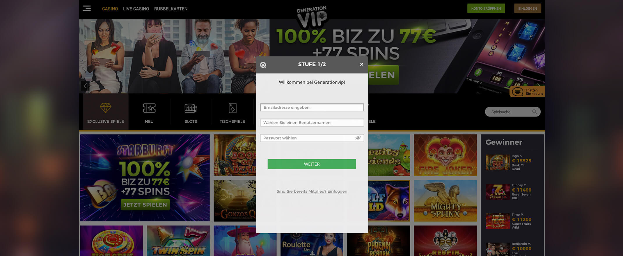 Generation VIP Casino - Wie eröffne ich einen Account