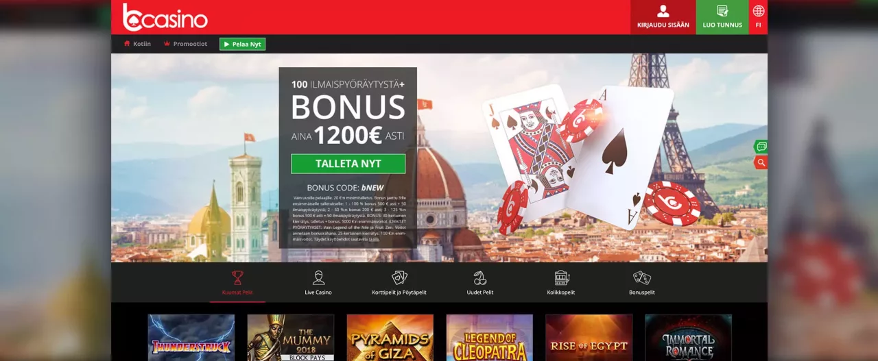 bCasino kotisivu