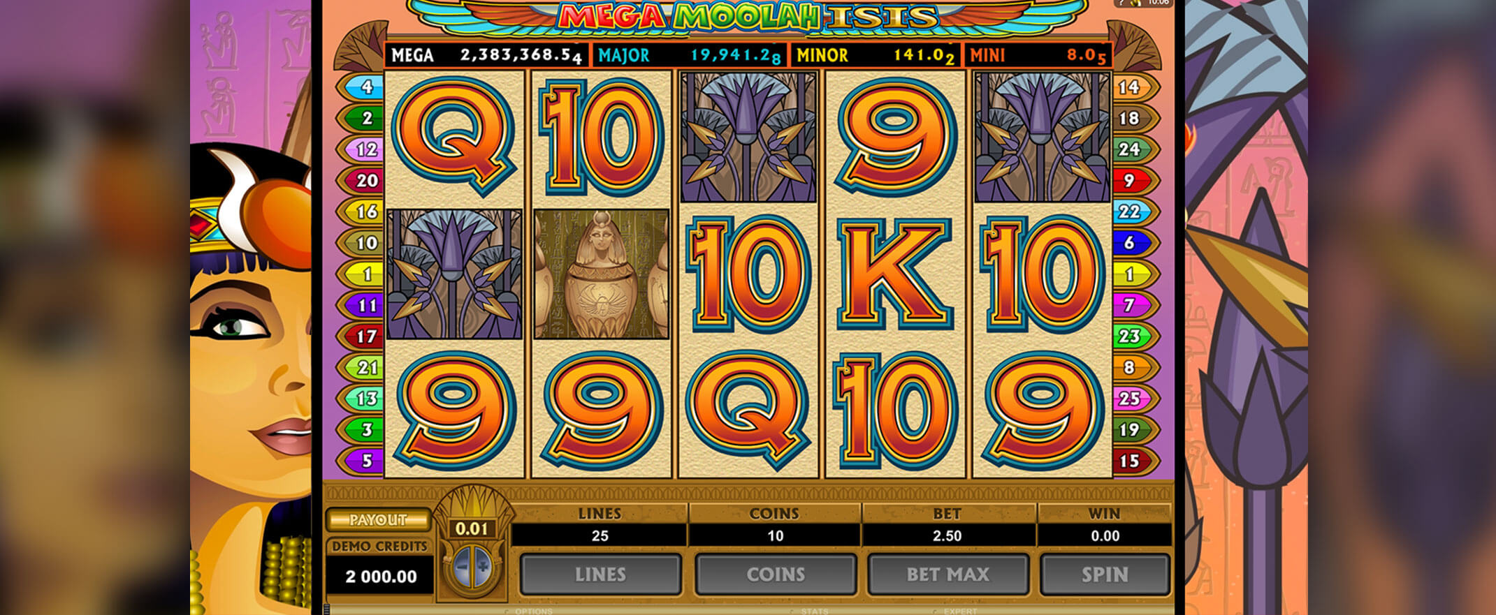 Mega Moolah Isis jackpot slot by Microgaming