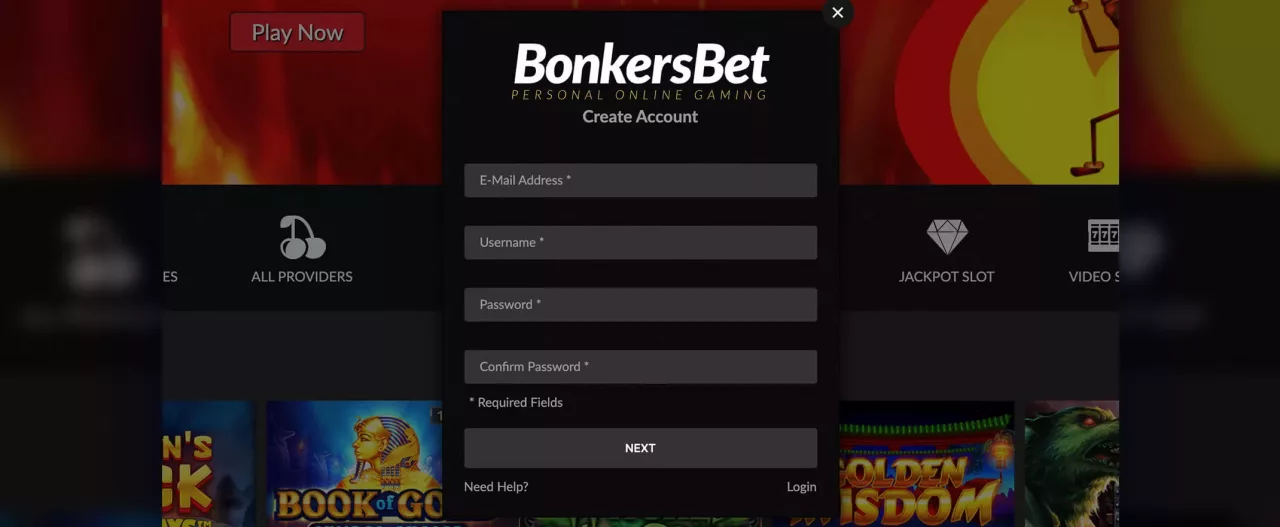 BonkersBet Casino - pelitilin avaaminen