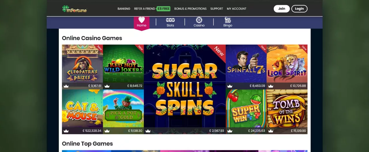 mFortune Casino games and slots