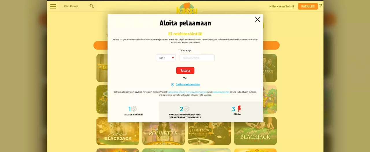 Kassulle rekisteröityminen - näin aloitat pelaamisen