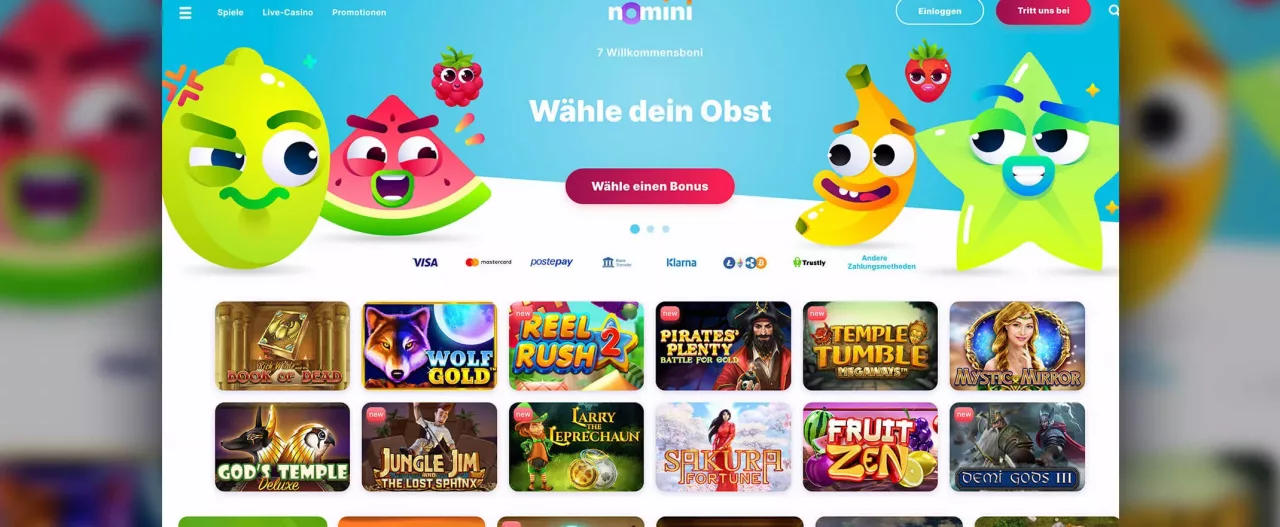 Spielauswahl bei Nomini Casino
