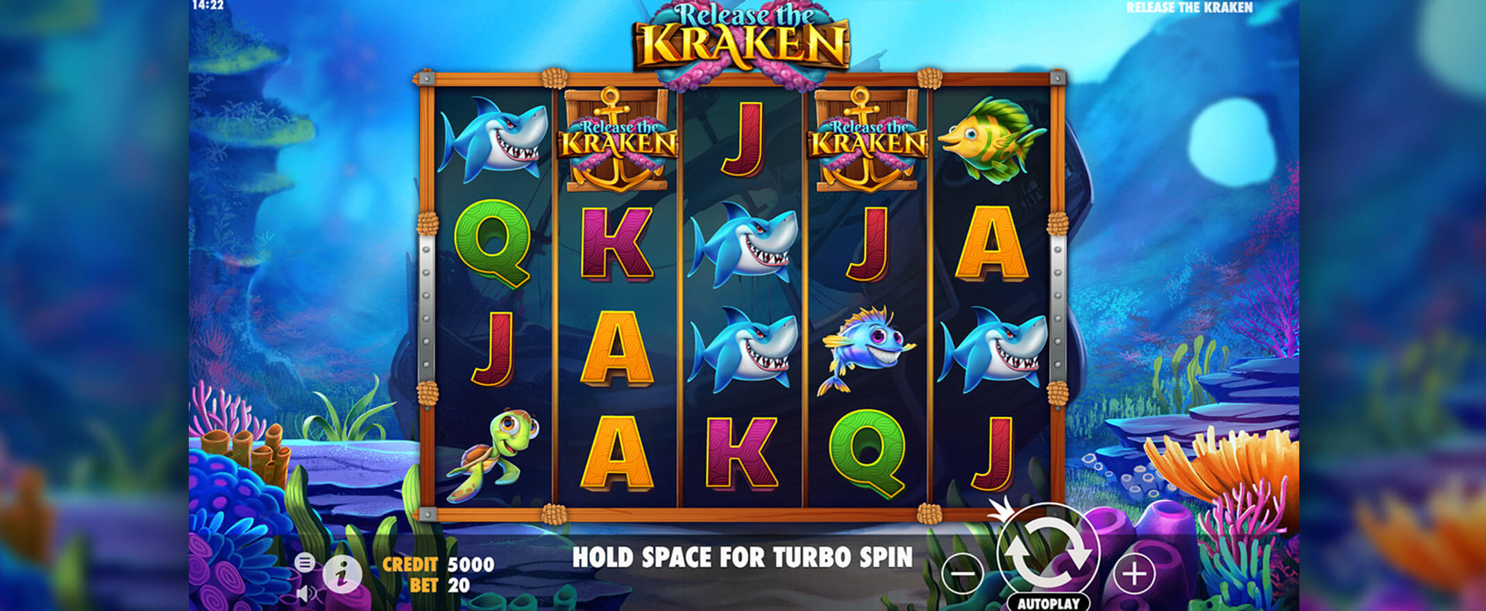 Release the Kraken slot from Pragmatic Play - a screenshot of the reels