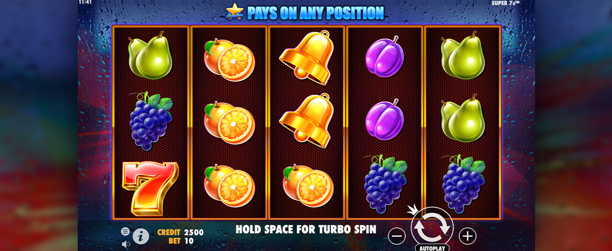 Super 7s slot from Pragmatic Play - a screenshot of the reels