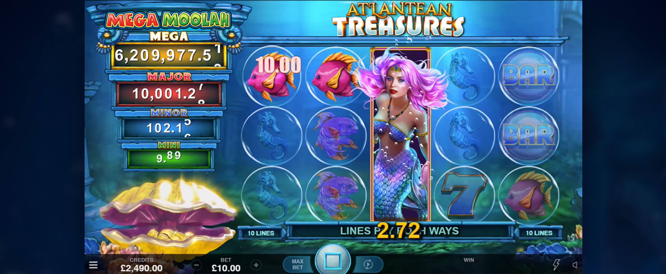 Atlantean Treasures Mega Moolah Slot Review - an image of the slot reels