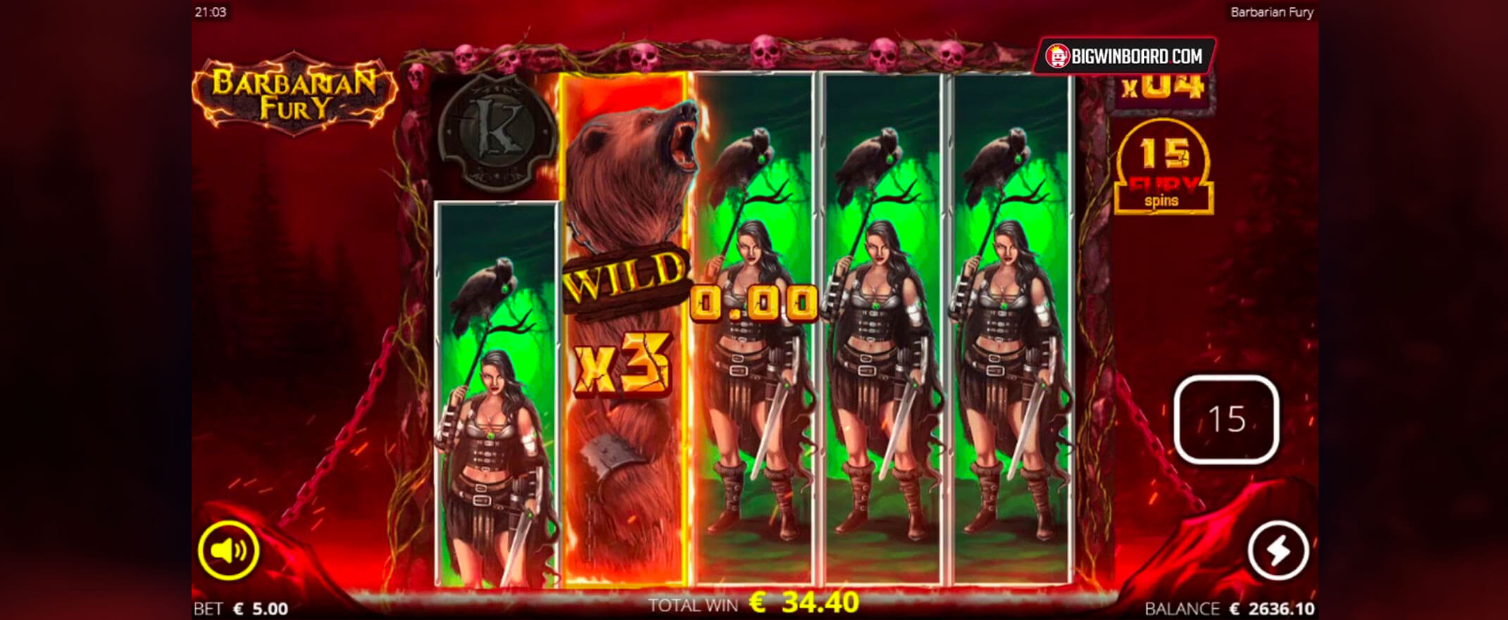 Barbarian Fury Slot Review, image of the reels and symbols