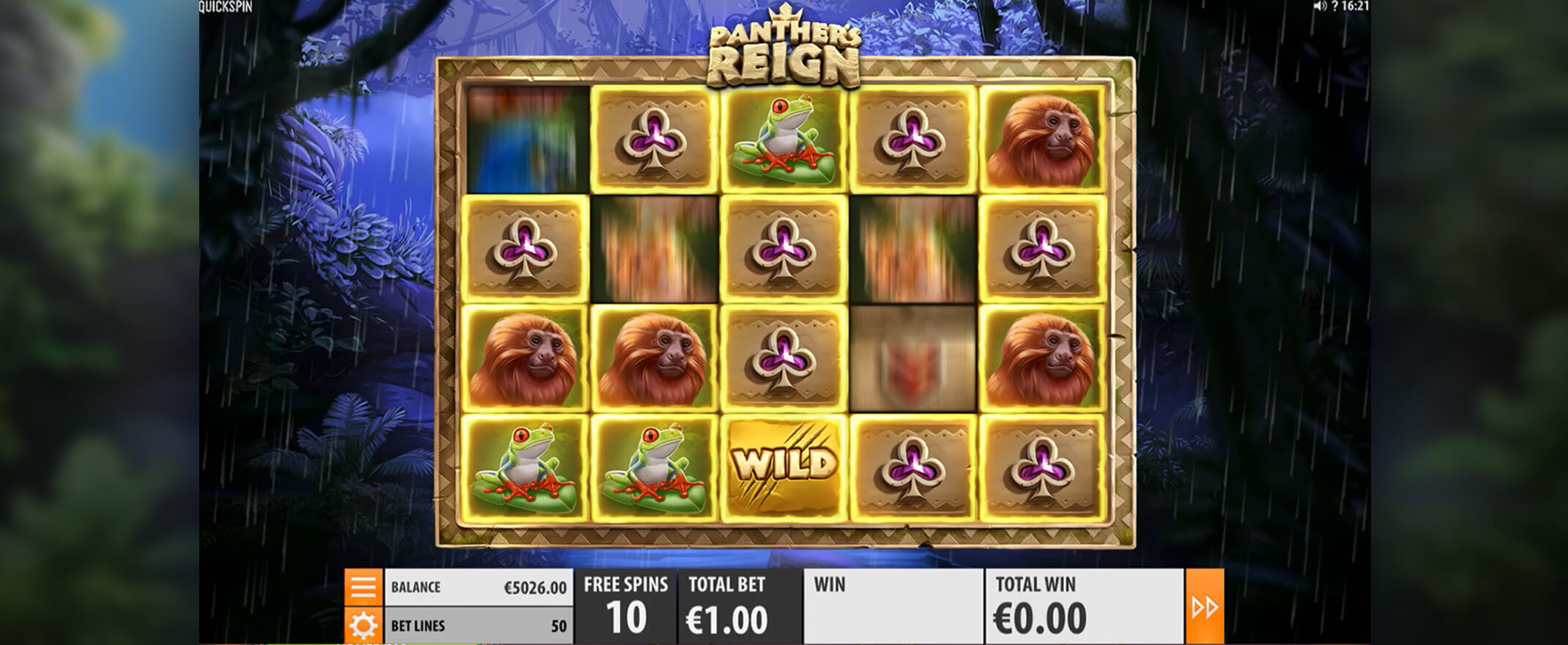 Panther's Reign Slot Review, image of the reels and symbols