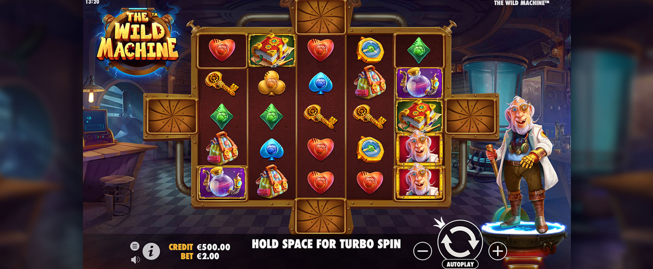 The Wild Machine Slot Review, image of the reels and symbols
