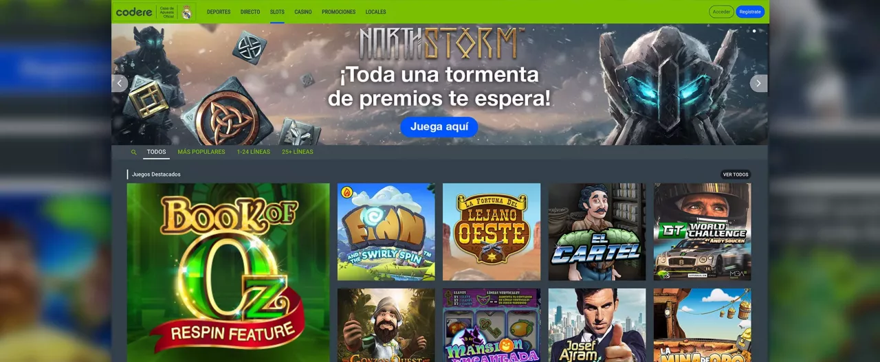 Captura de pantalla de Codere Casino