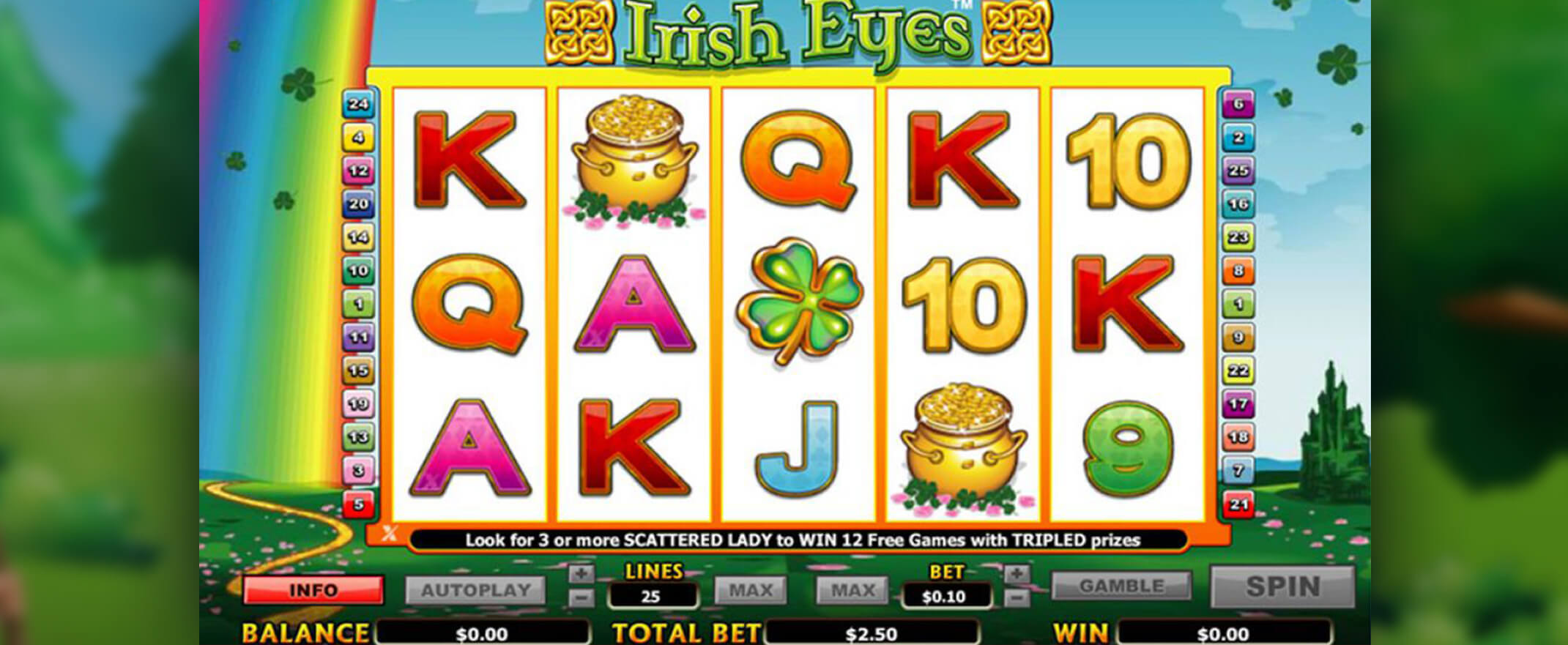 Irish Eyes slot - image of the reels