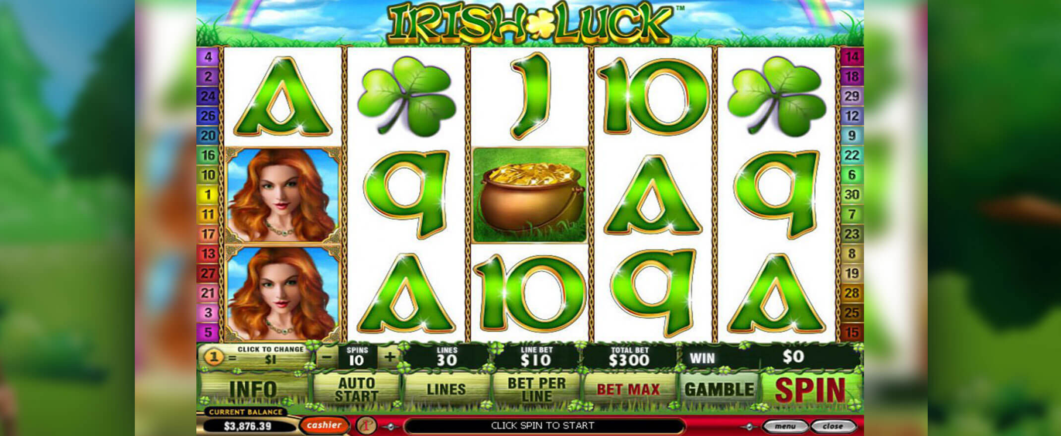 Irish Luck slot - image of the reels