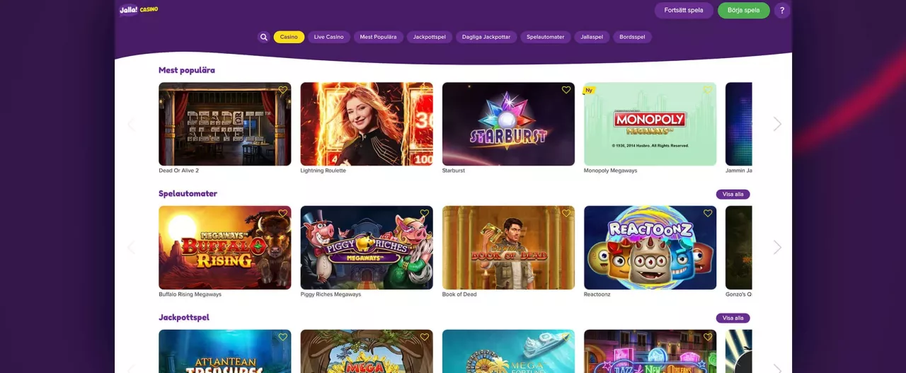 Jalla casino spel