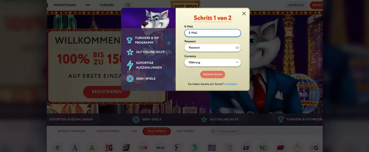 SlotWolf Casino Registrierung