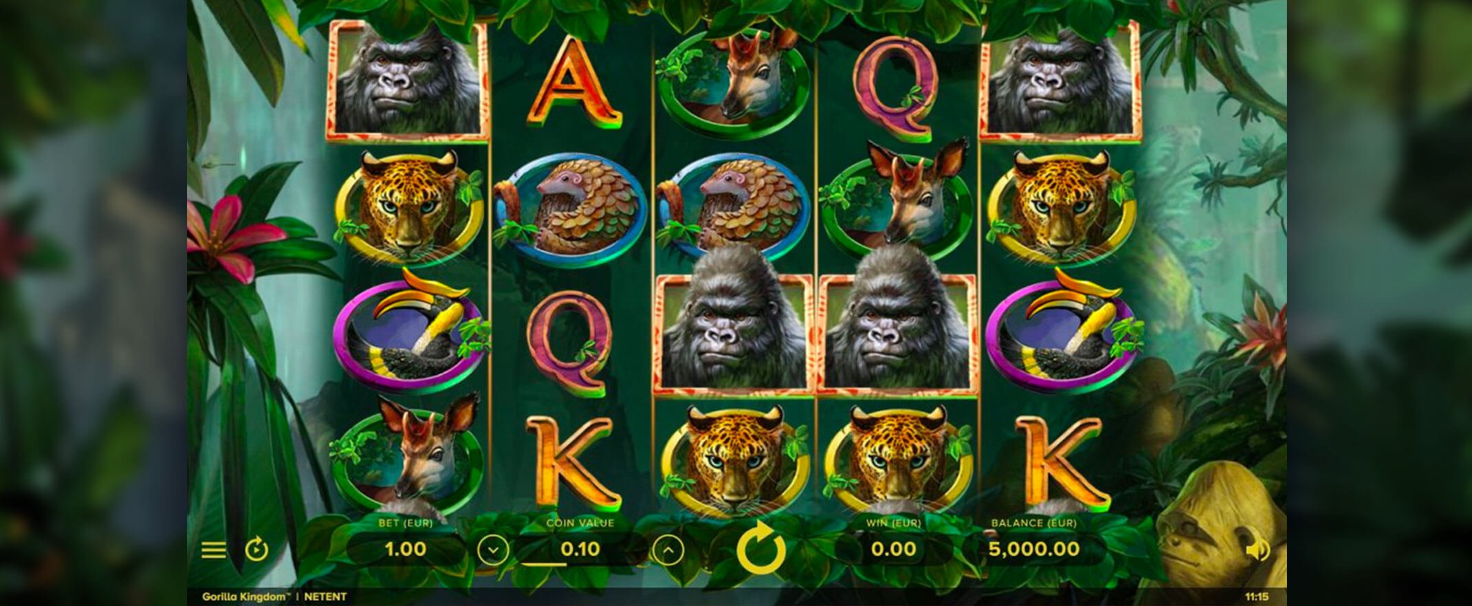 Gorilla Kingdom Slot Review, image of the reels and symbols