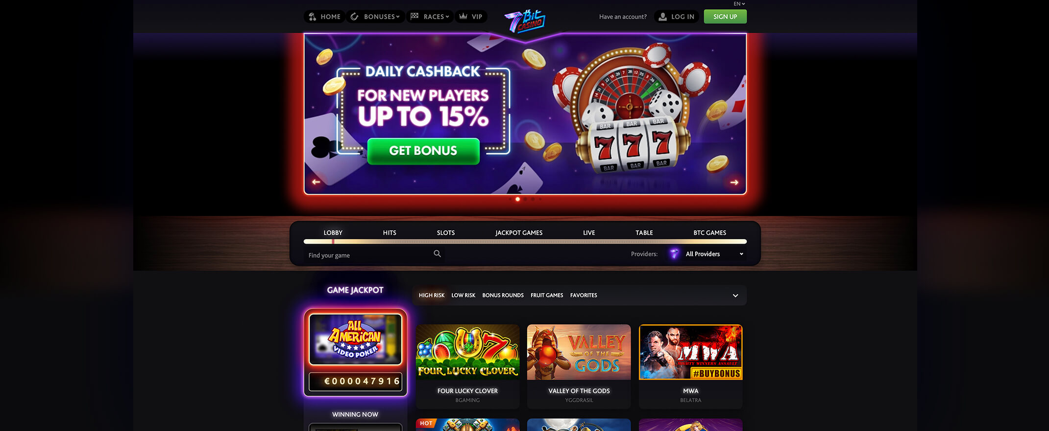 7bitcasino Hjemmeside