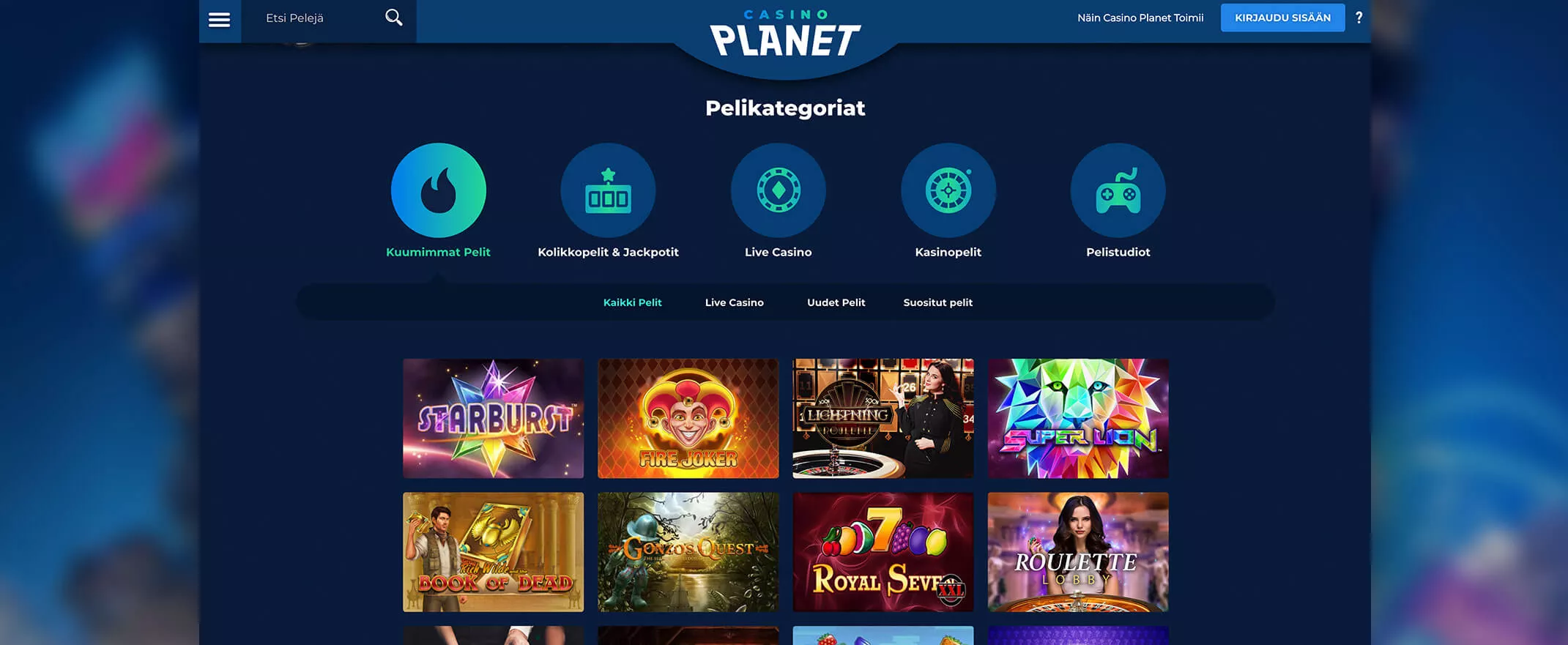 Casino Planet peliautomaatit