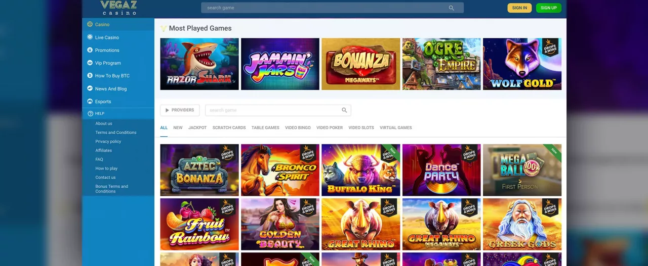 Vegaz Casinon peliautomaatit