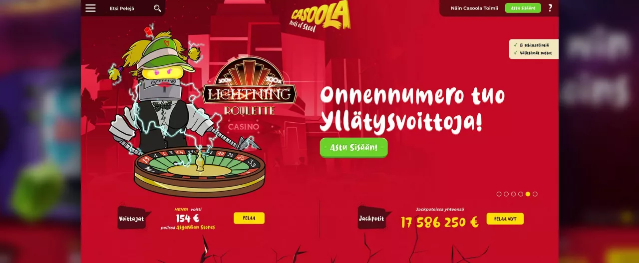 Casoola Casinon kotisivu
