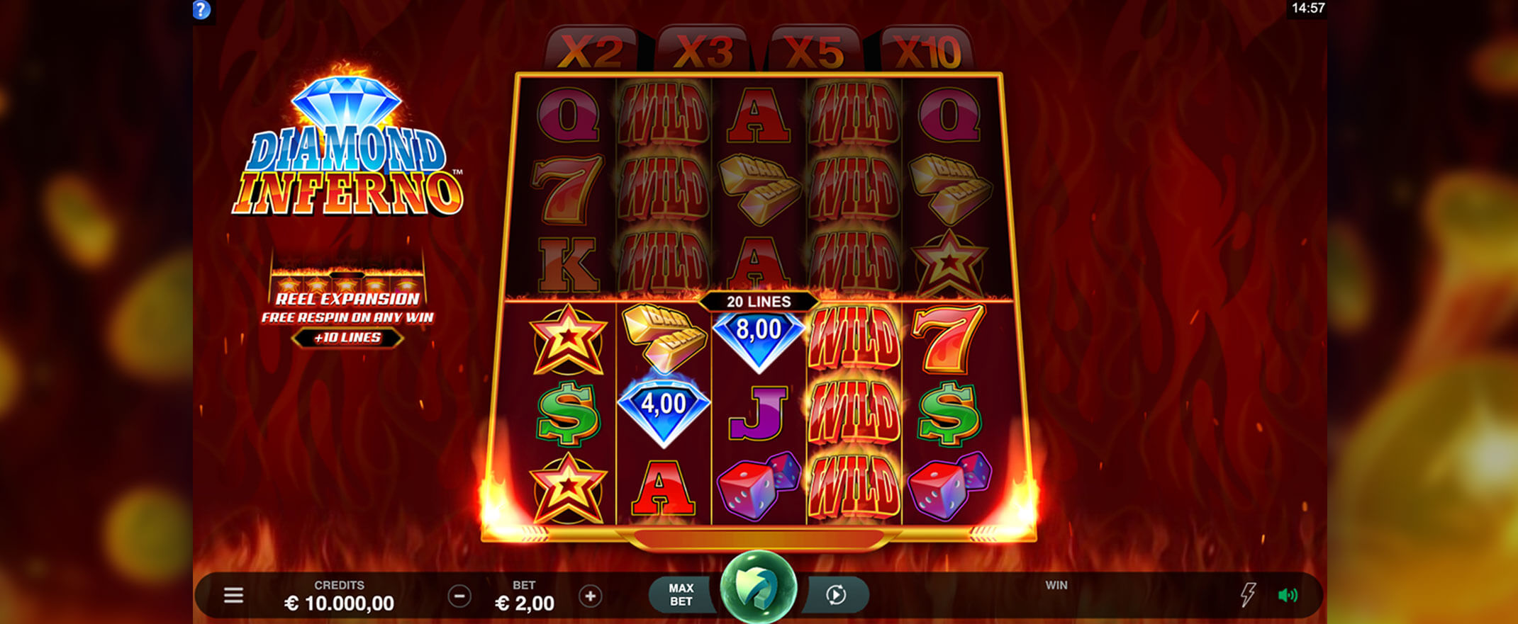 Diamond Inferno Spielautomaten Bewertung