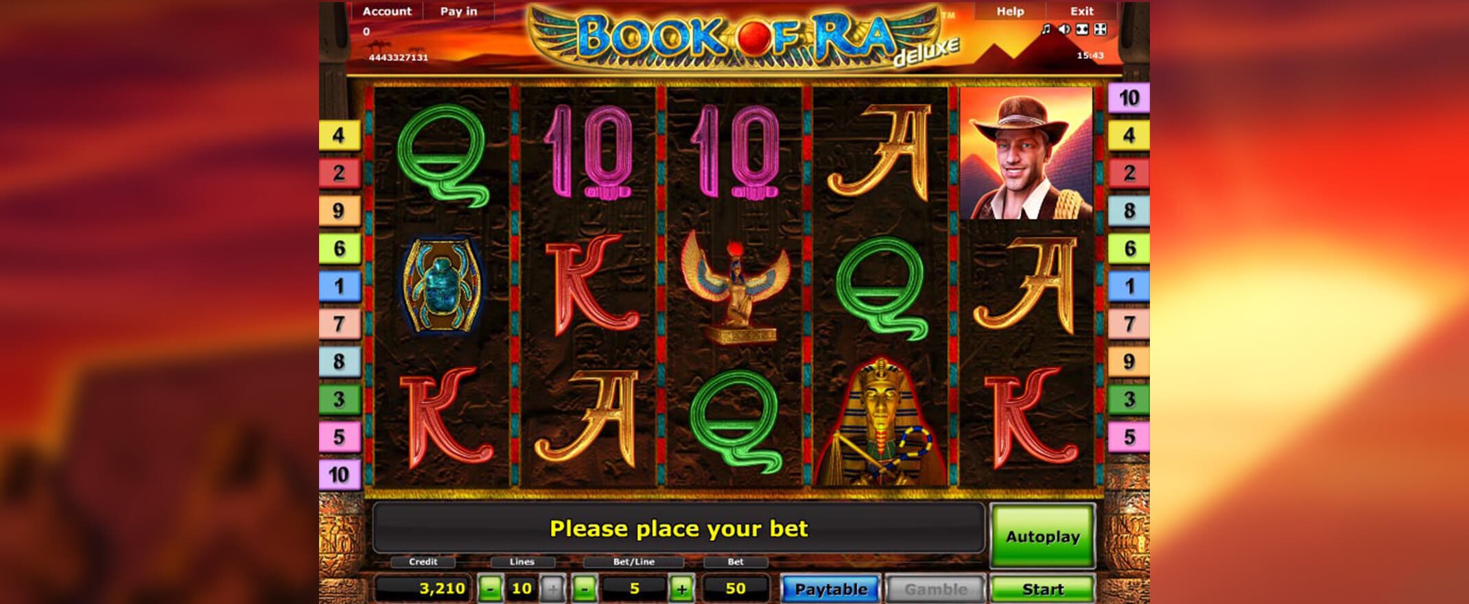 Book of Ra Deluxe Lucky Lady's Charm Slot Screenshot