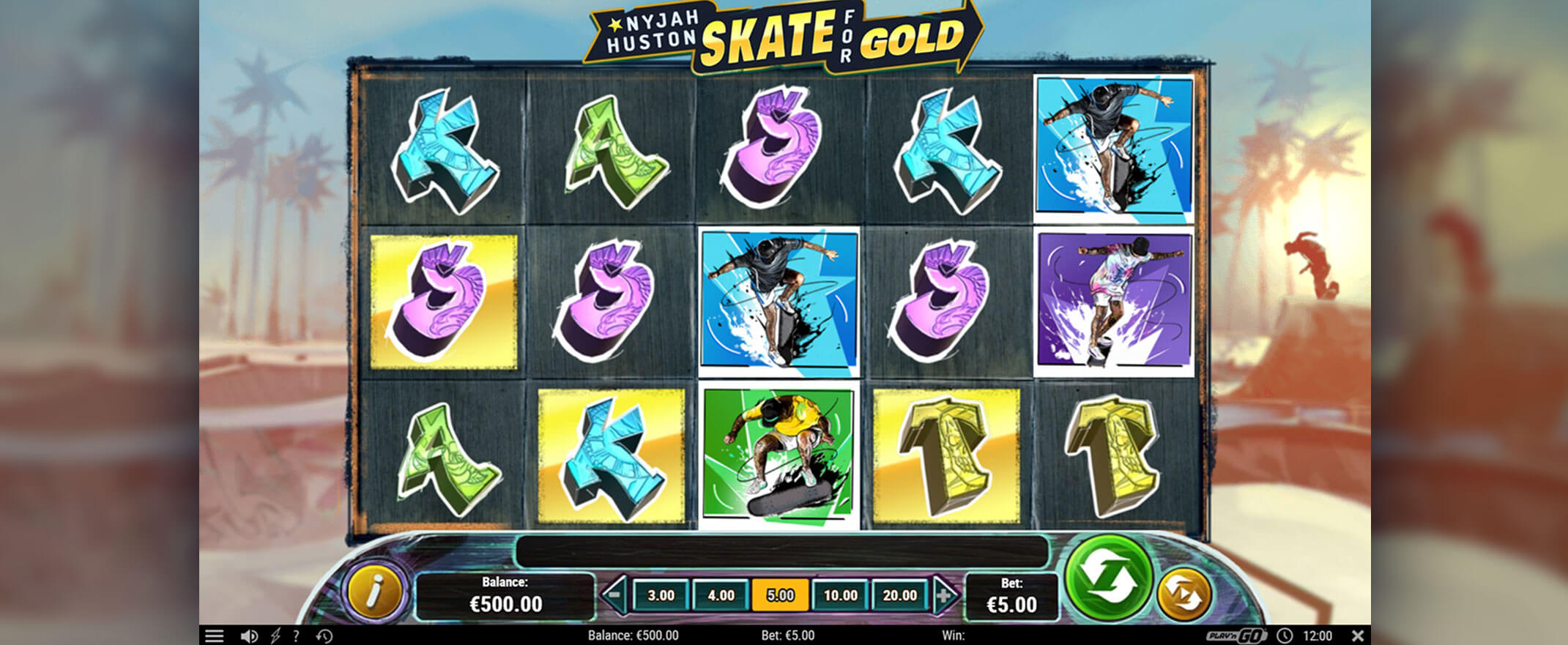 Nyjah Huston Skate for Gold slot review screenshot