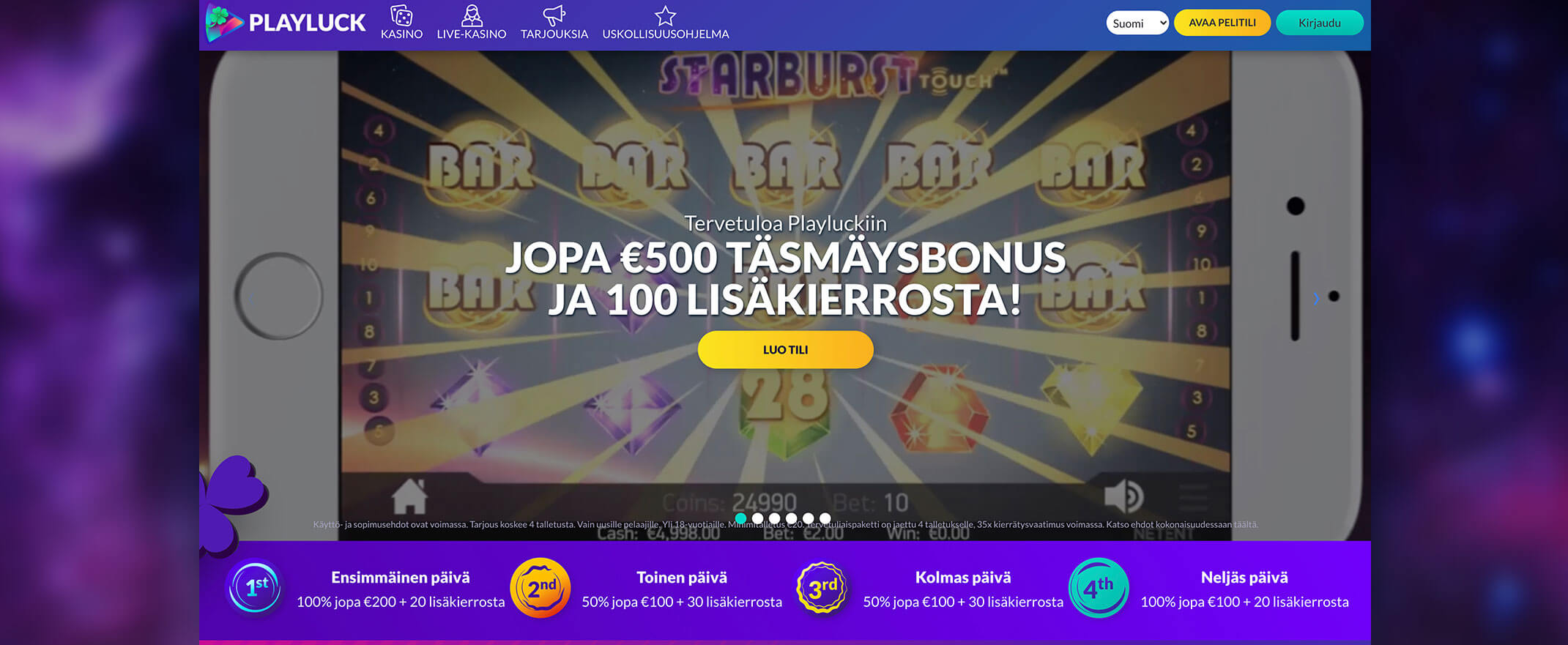 Playluck kasinon etusivu