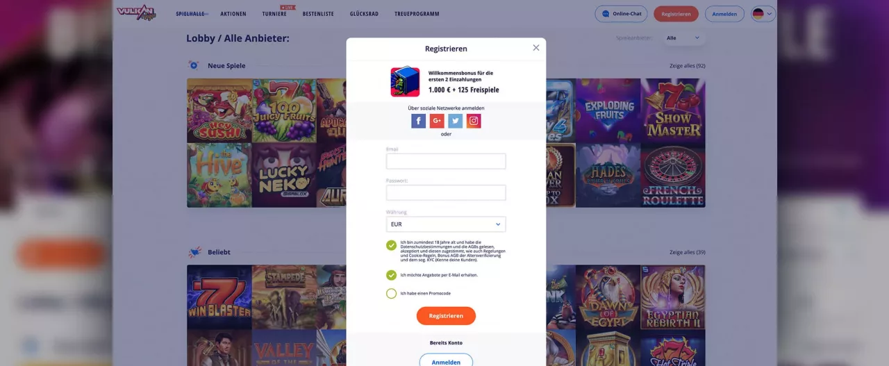 Vulkan Vegas Casino registrierung