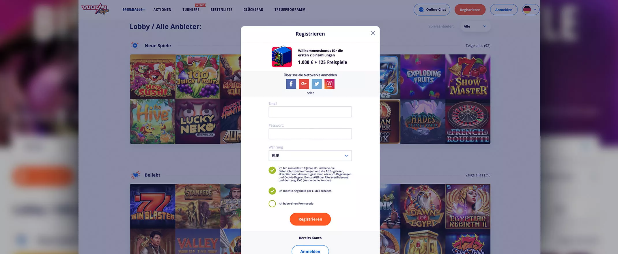 Vulkan Vegas Casino registrierung