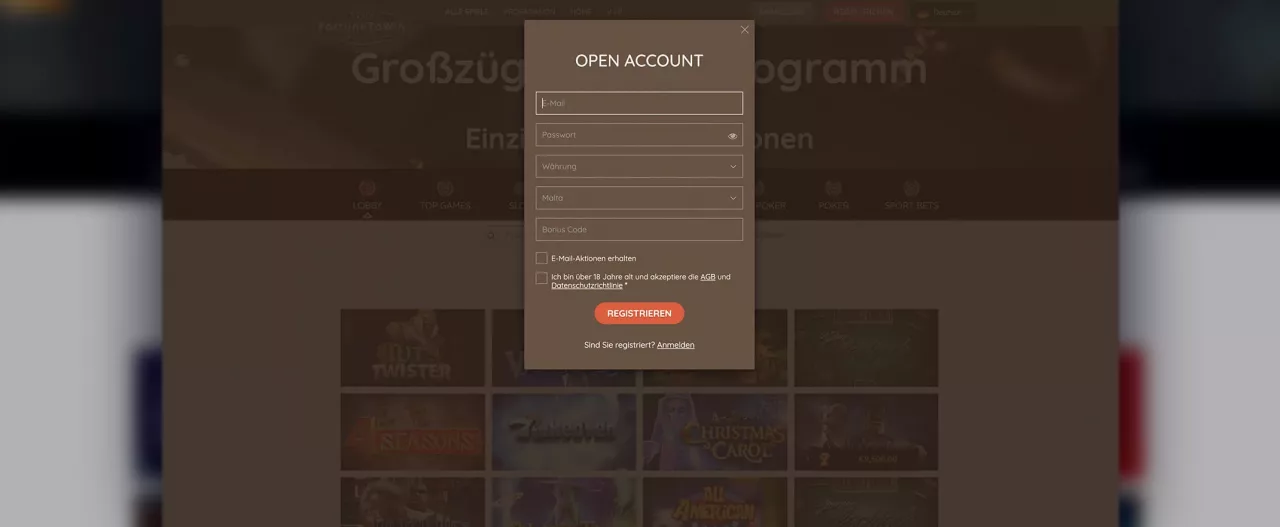 FortuneToWin Casino anmeldung