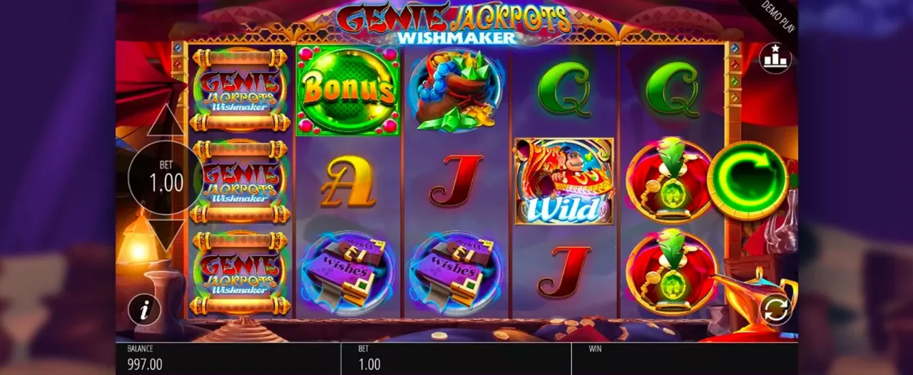 Genie Jackpots Wishmaker slot review screenshot